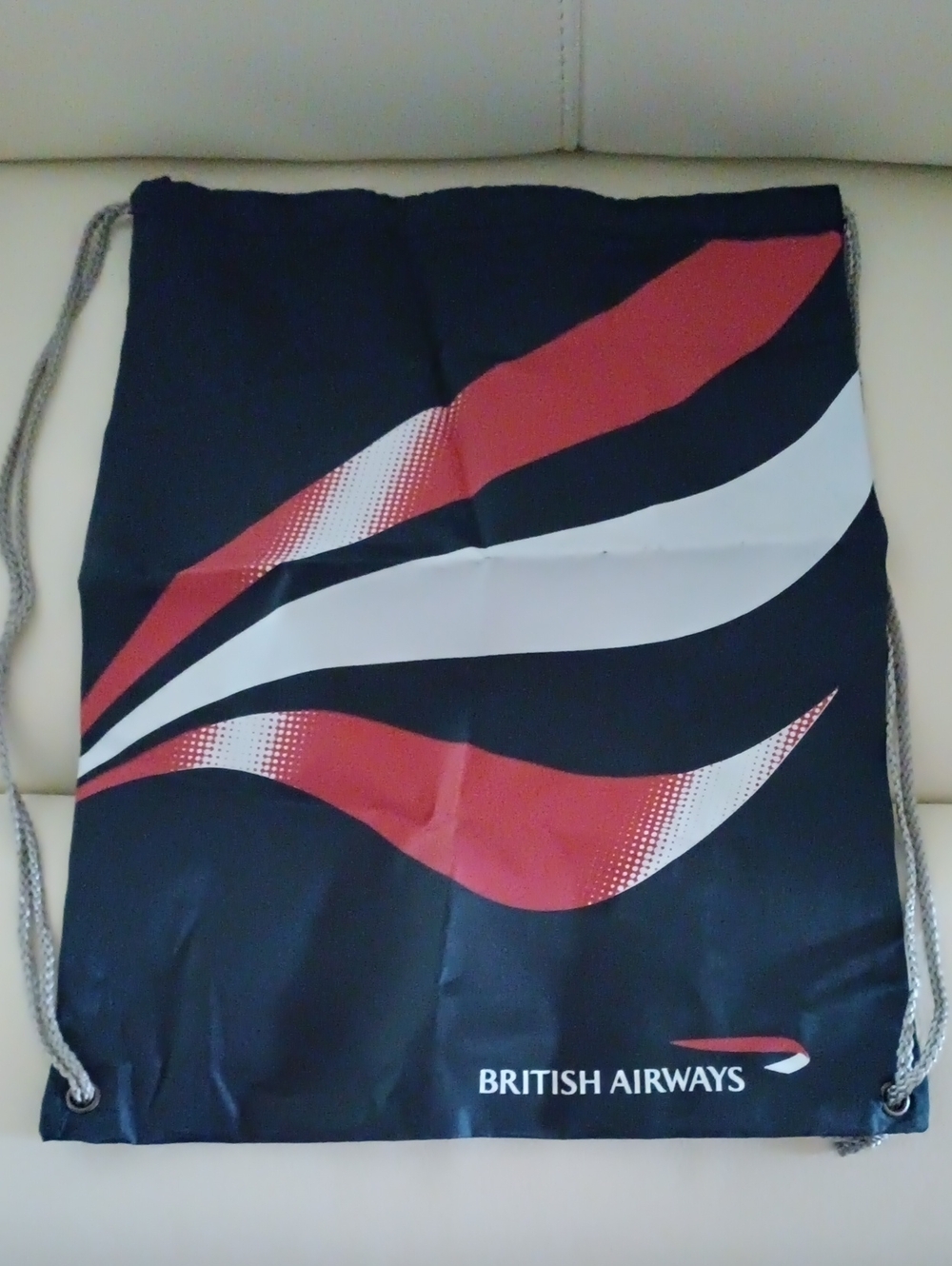 British Airways Blue Red White Drawstring Bag